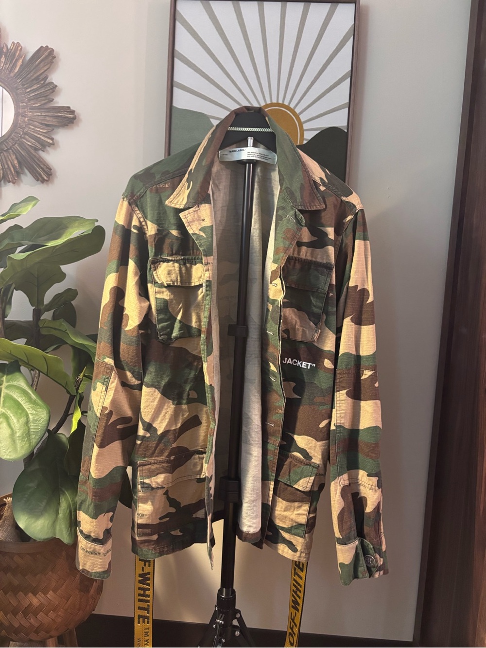 Off-White Men's Camouflage Field Jacket in Green and Brown